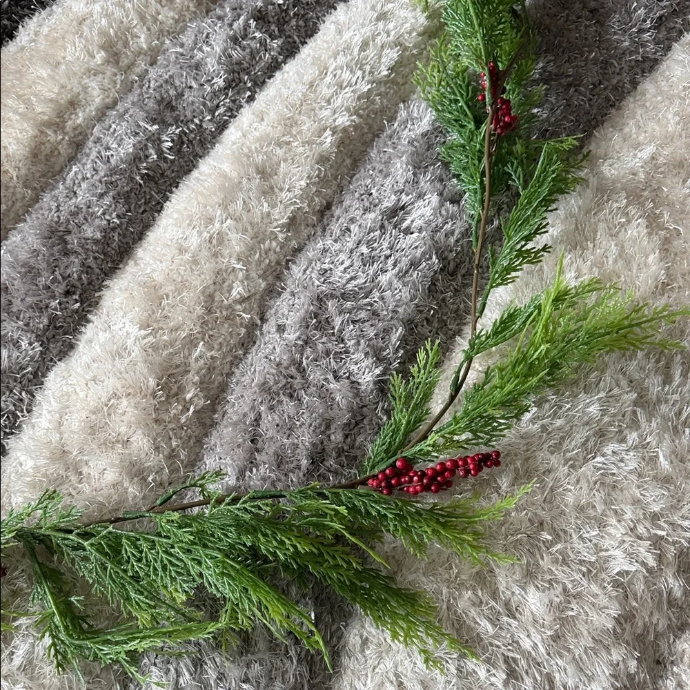 Faux Garland with Red Berry Accents